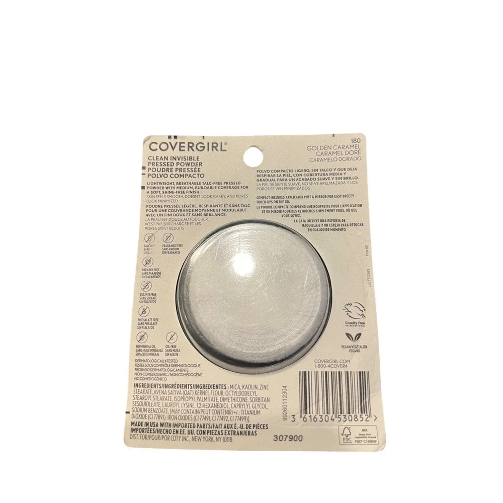 Covergirl Clean Invisible Pressed Powder‎ 180 Golden Caramel Talc Free Vegan 11g